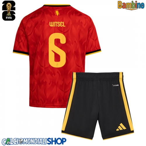 Maglie da calcio Belgio Axel Witsel #6 Prima Maglia Bambino Mondiali 2026  Manica Corta + Pantaloni corti)